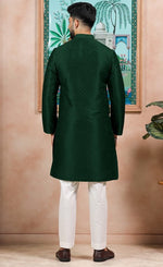 Grand Green Color Art Silk Fabric Kurta Pajama