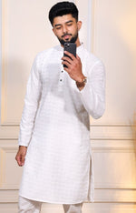 Grand White Color Cotton Fabric Kurta Pajama
