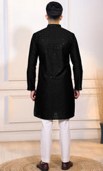 Grand Black Color Cotton Fabric Kurta Pajama
