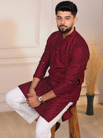 Grand Maroon Color Cotton Fabric Kurta Pajama