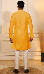 Grand Yellow Color Cotton Fabric Kurta Pajama