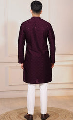 Grand Wine Color Cotton Fabric Kurta Pajama