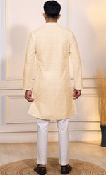 Grand Cream Color Cotton Fabric Kurta Pajama