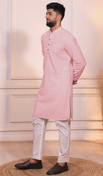 Grand Pink Color Cotton Fabric Kurta Pajama