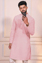 Grand Pink Color Cotton Fabric Kurta Pajama