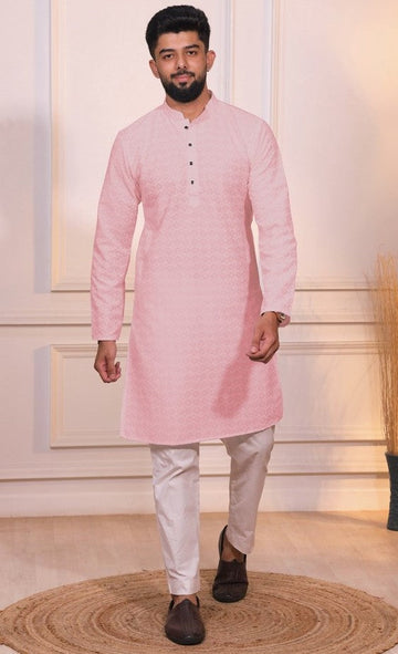 Grand Pink Color Cotton Fabric Kurta Pajama
