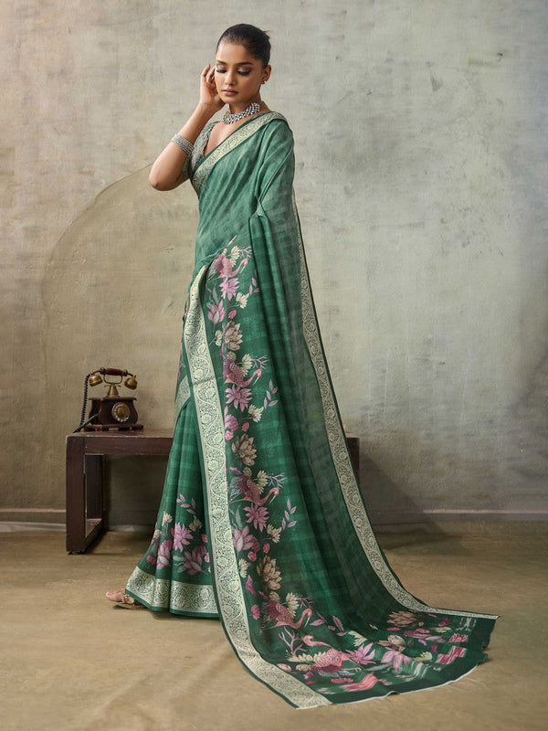 Amazing Green Color Viscose Fabric Casual Saree