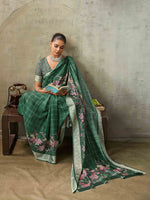 Amazing Green Color Viscose Fabric Casual Saree