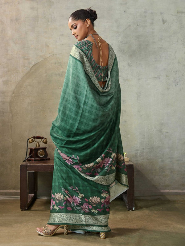 Amazing Green Color Viscose Fabric Casual Saree