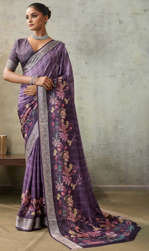 Amazing Purple Color Viscose Fabric Casual Saree
