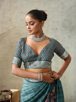 Amazing Aqua Color Viscose Fabric Casual Saree