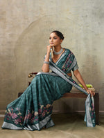 Amazing Aqua Color Viscose Fabric Casual Saree