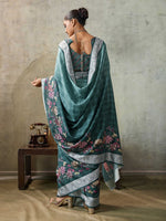 Amazing Aqua Color Viscose Fabric Casual Saree