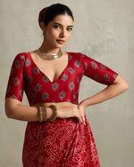 Lovely Red Color Satin Fabric Casual Saree