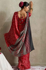 Lovely Red Color Satin Fabric Casual Saree