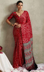 Lovely Red Color Satin Fabric Casual Saree