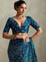 Lovely Teal Color Satin Fabric Casual Saree