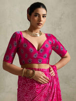 Lovely Pink Color Satin Fabric Casual Saree