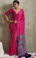 Lovely Pink Color Satin Fabric Casual Saree