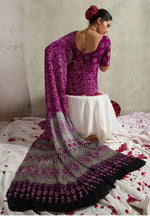 Lovely Purple Color Satin Fabric Casual Saree