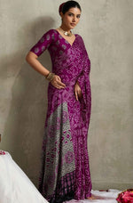 Lovely Purple Color Satin Fabric Casual Saree
