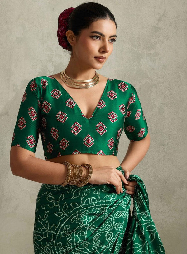 Lovely Green Color Satin Fabric Casual Saree