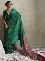 Lovely Green Color Satin Fabric Casual Saree