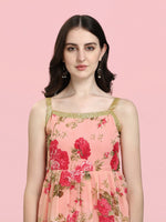 Dazzling Peach Color Georgette Fabric Sharara Suit