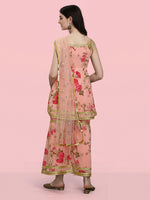 Dazzling Peach Color Georgette Fabric Sharara Suit