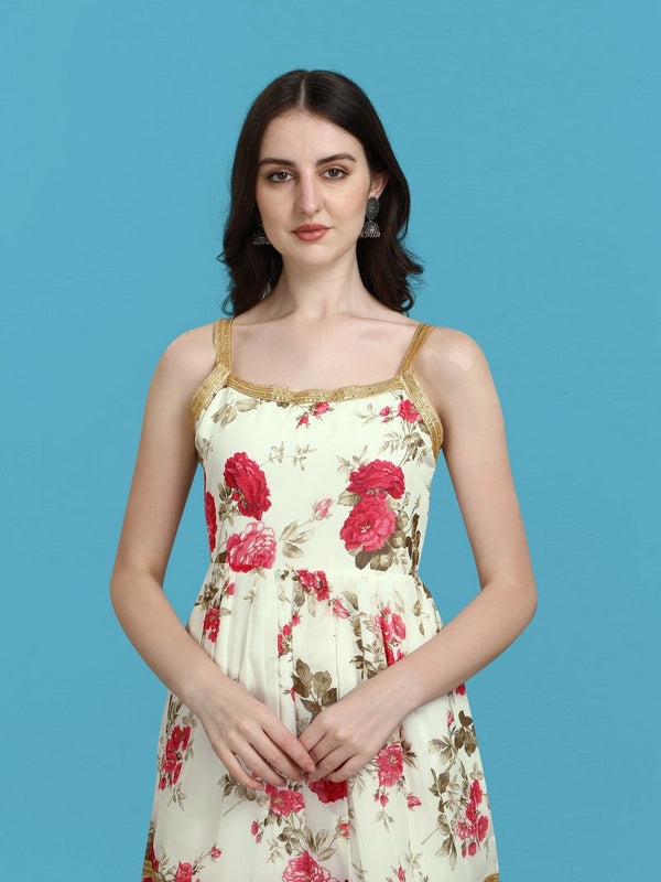 Dazzling White Color Georgette Fabric Sharara Suit