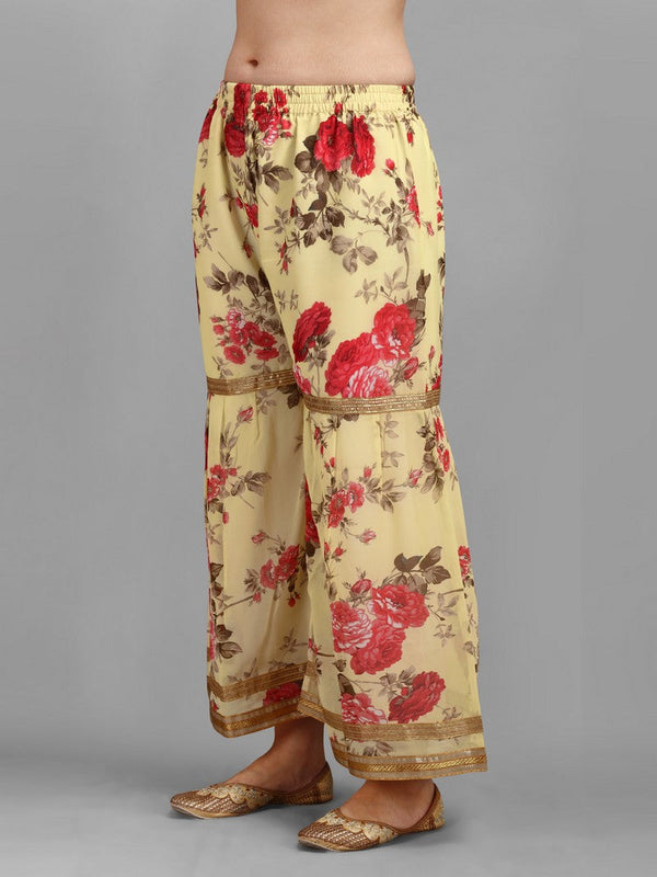 Dazzling Yellow Color Georgette Fabric Sharara Suit