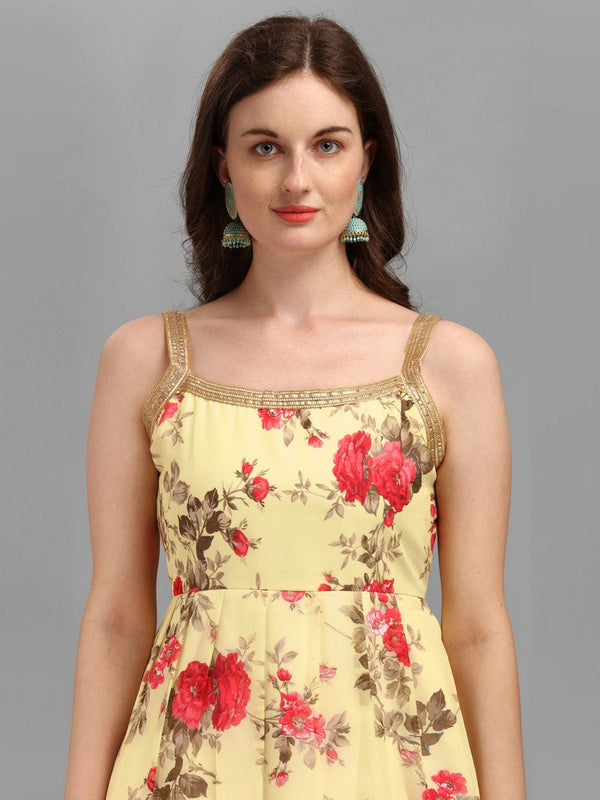 Dazzling Yellow Color Georgette Fabric Sharara Suit