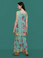 Dazzling Blue Color Georgette Fabric Sharara Suit