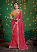 Amazing Red Color Georgette Fabric Designer Saree