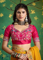 Amazing Yellow Color Georgette Fabric Designer Saree