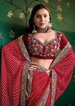 Amazing Maroon Color Georgette Fabric Designer Saree