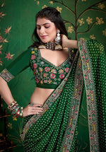 Amazing Green Color Georgette Fabric Designer Saree