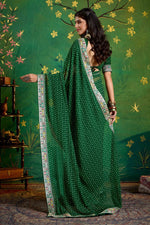 Amazing Green Color Georgette Fabric Designer Saree