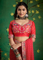 Amazing Red Color Georgette Fabric Designer Saree