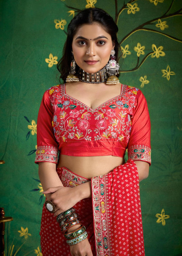 Amazing Red Color Georgette Fabric Designer Saree