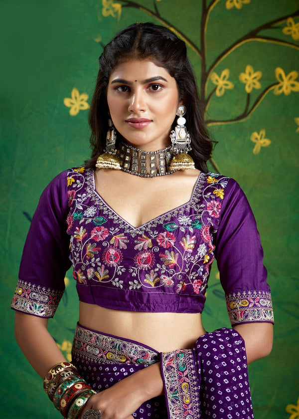 Amazing Purple Color Georgette Fabric Designer Saree