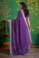 Amazing Purple Color Georgette Fabric Designer Saree