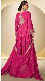 Wonderful Pink Color Chinon Fabric Partywear Suit