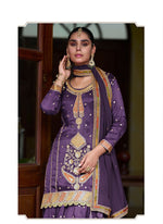 Dazzling Purple Color Silk Fabric Partywear Suit