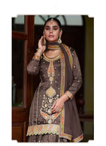 Dazzling Brown Color Silk Fabric Partywear Suit