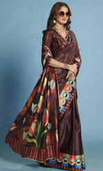 Amazing Wine Color Silk Fabric Casual Saree