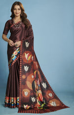 Amazing Wine Color Silk Fabric Casual Saree