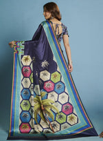 Amazing Navy Blue Color Silk Fabric Casual Saree