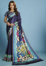 Amazing Navy Blue Color Silk Fabric Casual Saree