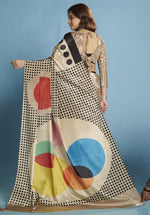 Amazing Beige Color Silk Fabric Casual Saree